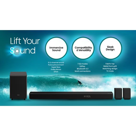 Hisense AX5125H 5.1.2Ch Sound Bar with Wireless Subwoofer, 500W, Dolby Atmos - Annotation - Features