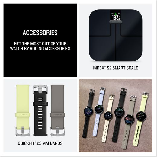 Garmin Venu 4, GPS - 45 - Silver/Grey - Annotation - accessories shot