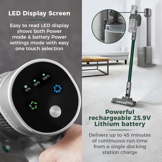 Tower VL220 Cyclone Dust Station T527102 Upright Vacuum Cleaner - Annotation - Display and power shot