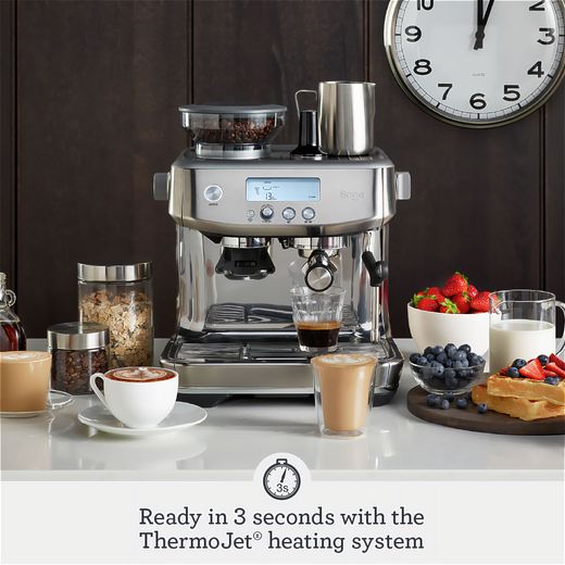 Sage The Barista Pro™ Espresso Coffee Machine with Integrated Burr Grinder - Brushed Stainless Steel - Annotation - Ready in 3 secs shot