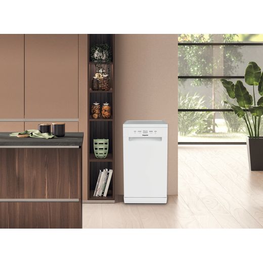 Hotpoint Slimline Dishwasher - White - Dishwasher in kitchen