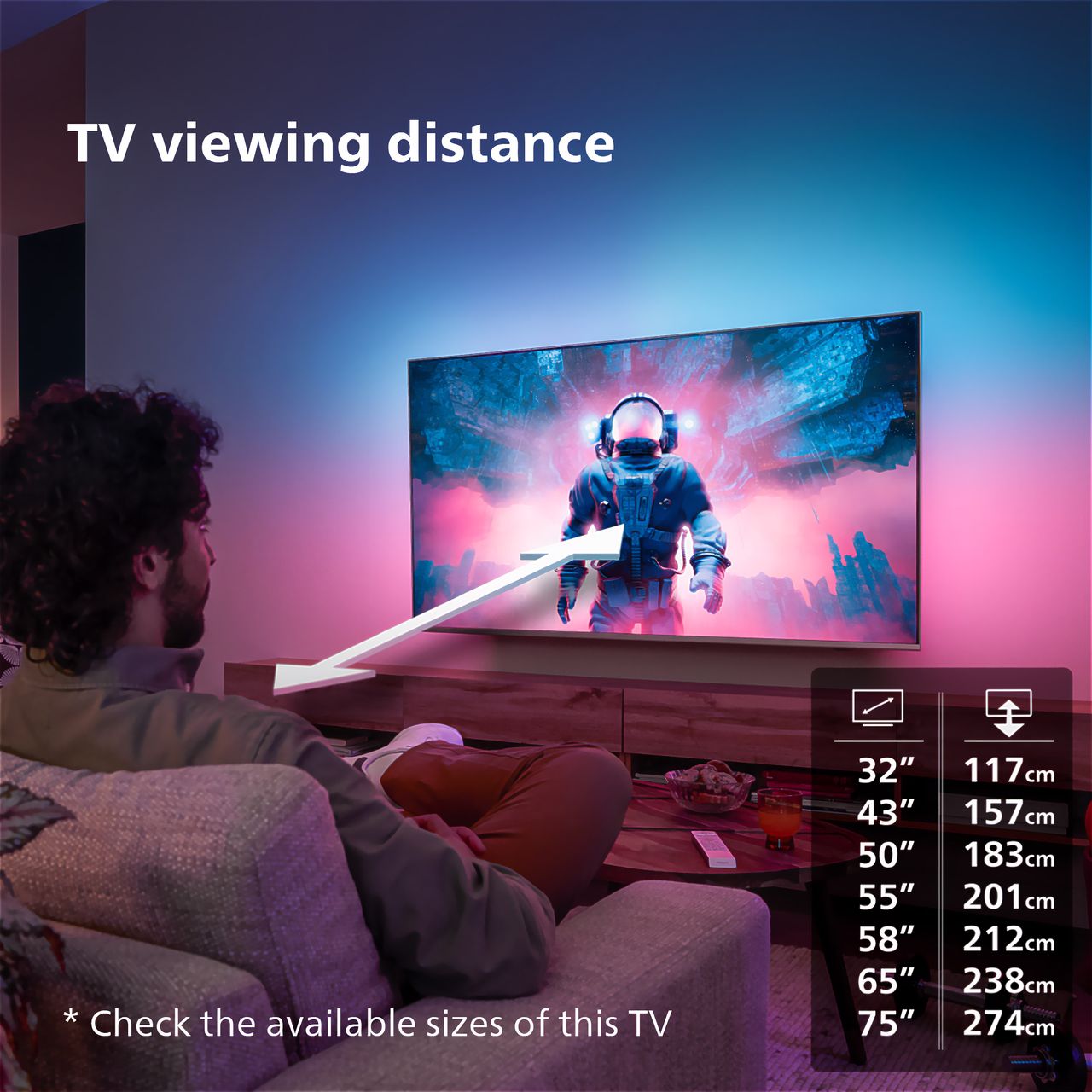 The Ambilight TV of Philips with dynamic surround light.