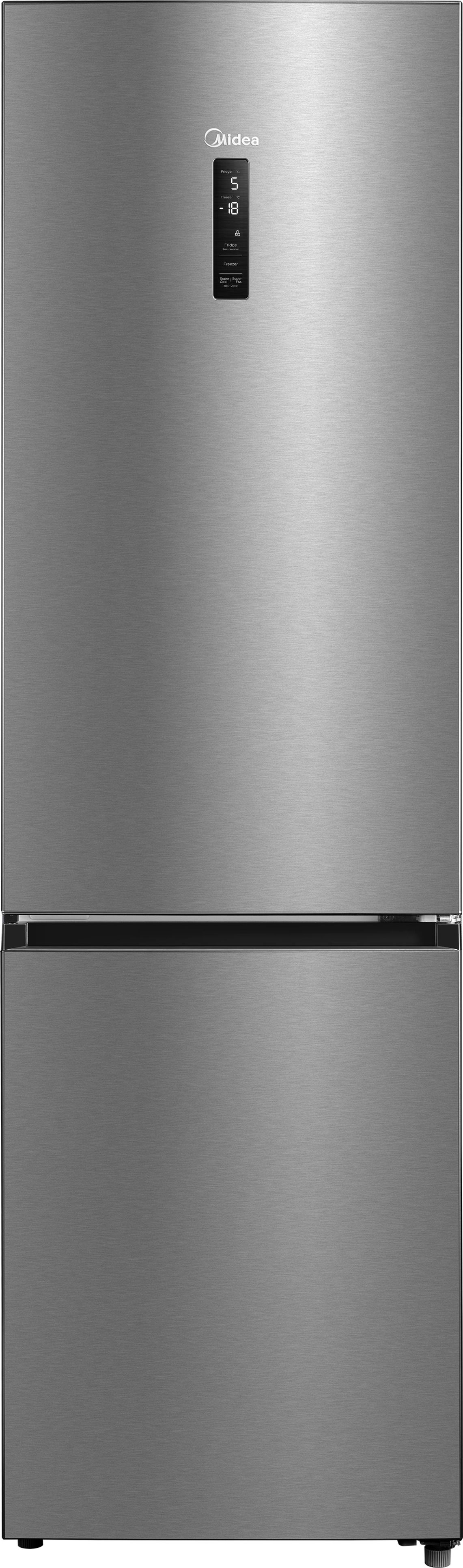 Midea MDRB521MGB02 201cm 60/40 No Frost Fridge Freezer - Inox - B Rated, Stainless Steel