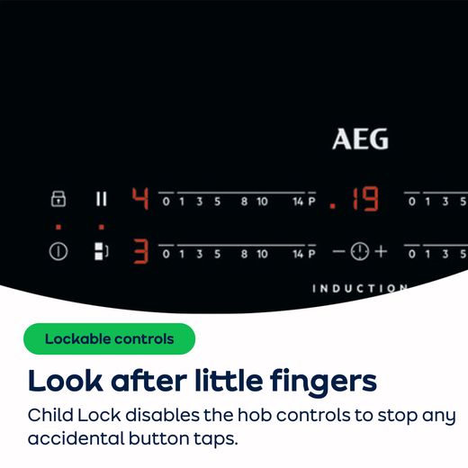AEG TCH74B01CB 68cm Venting Induction Hob - Black - AO Annotation - Child-lock