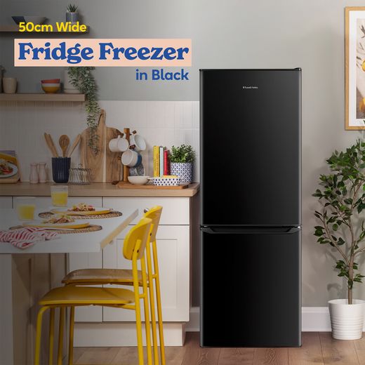 Russell Hobbs RH143FF492E1B 14cm 70/30 Fridge Freezer - Black - Annotation - 50cm wide shot