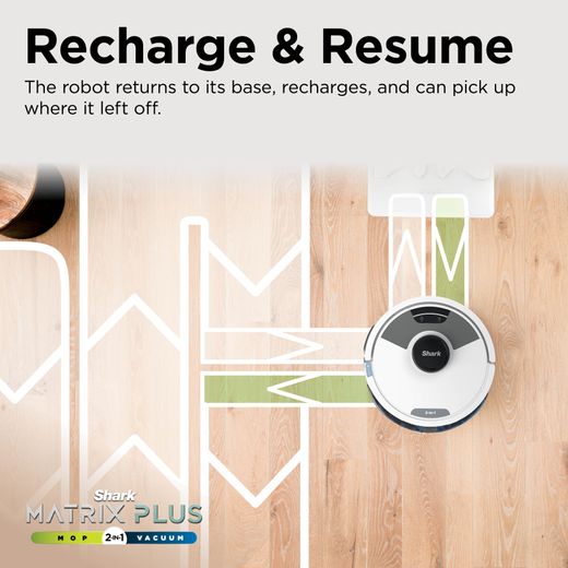 Shark Matrix Plus 2-in-1 Robotic Vacuum Cleaner - Silver - Annotation - Recharge and resume