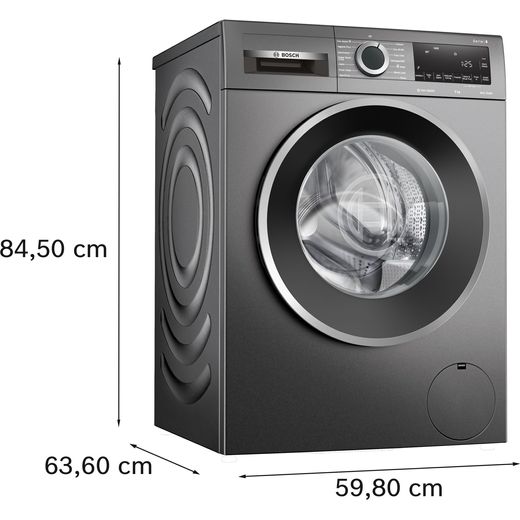 Bosch Series 6 WGG244ZCGB 9kg Washing Machine with 1351 rpm - Graphite - Annotation - Dimensions shot