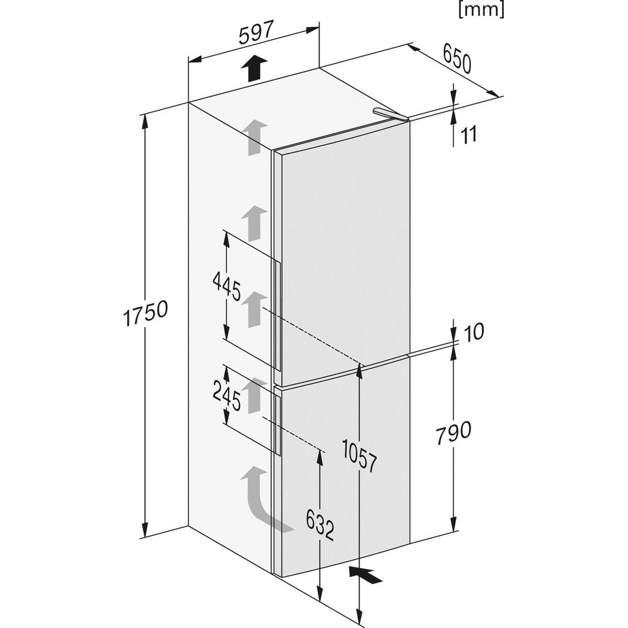 miele fridge freezer dimensions