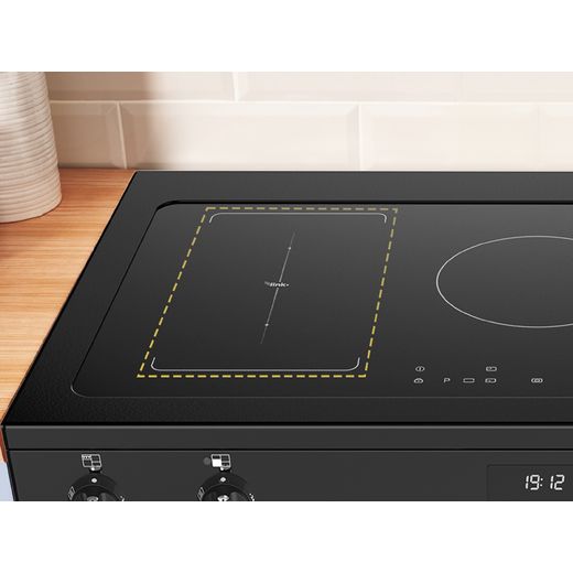 Belling Farmhouse 100Ei 100cm Electric Range Cooker with Induction Hob - Black - High hob perpsective in kitchen shot