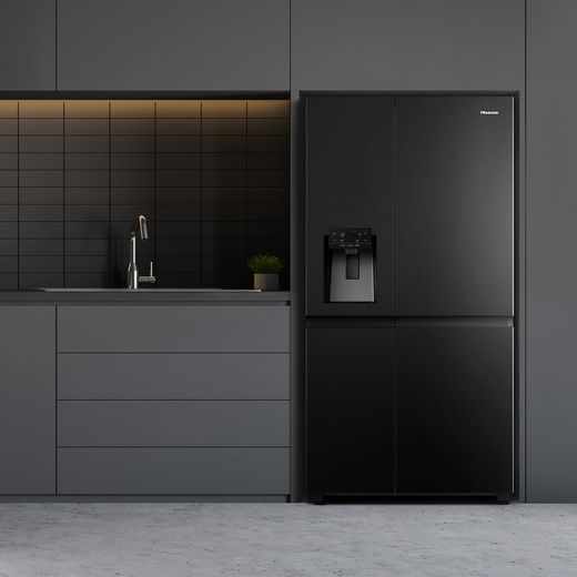 Hisense American Fridge Freezer - Black Stainless Steel - Fridge freezer in kitchen