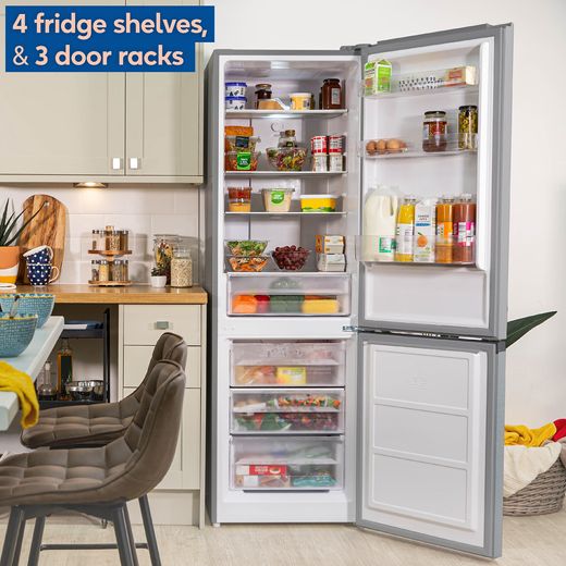 Russell Hobbs RH186FFFF60SS 186cm 60/40 No Frost Fridge Freezer - Stainless Steel - Annotation - Storage shot