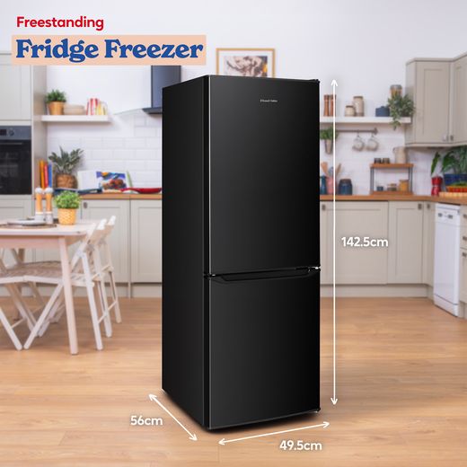 Russell Hobbs RH143FF492E1B 14cm 70/30 Fridge Freezer - Black - Annotation - dimension shot 
