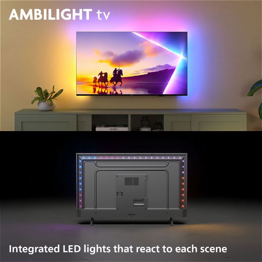 Philips 8500 Series 55" 4K Ultra HD QLED Smart Ambilight TV - Annotation - LED light shot