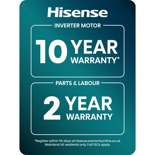 Hisense KitchenFit 3i Series WF3I9043BWFS2 9kg WiFi Connected Washing Machine with 1400 rpm - White - annotation - warranty shot