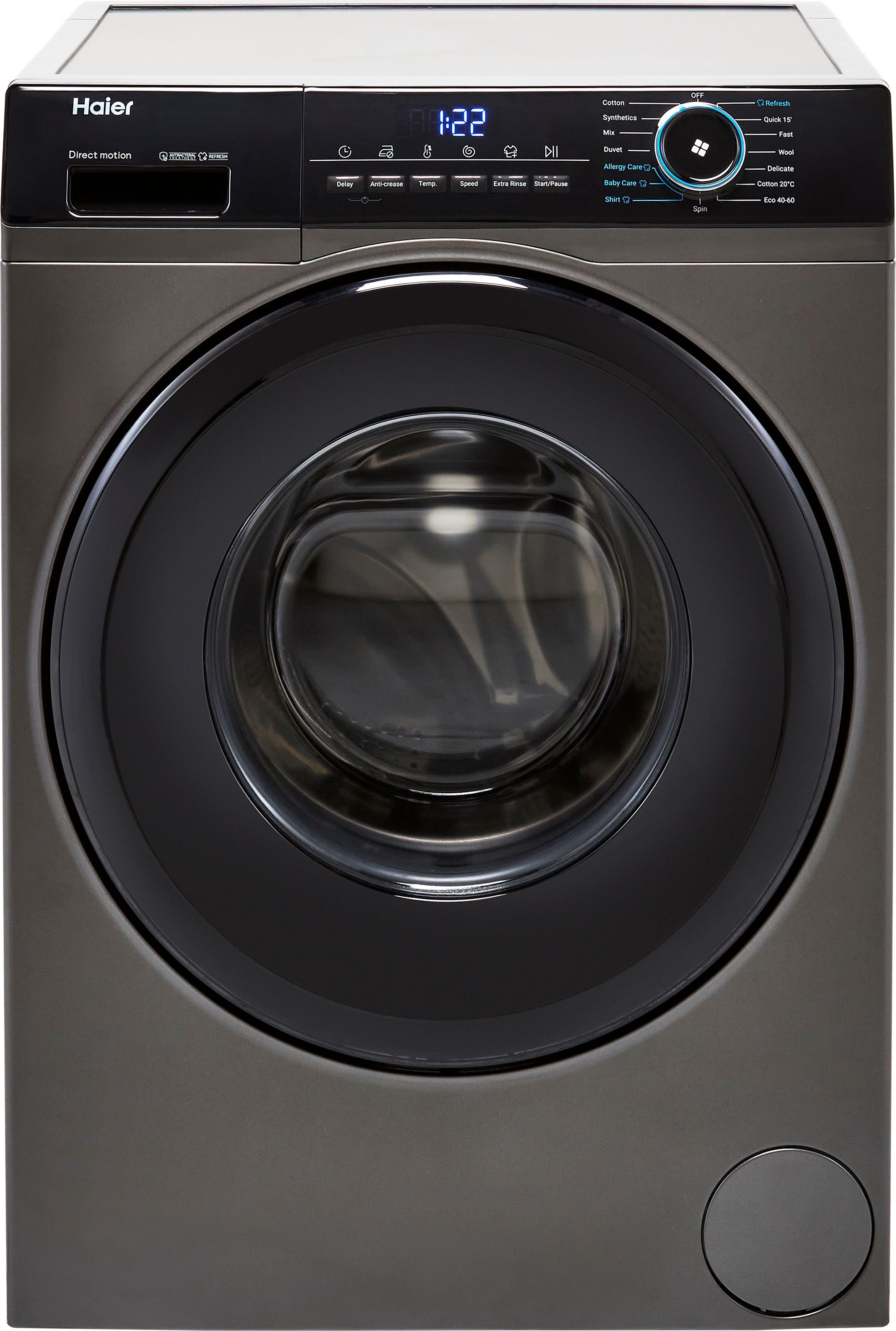 Haier i-Pro Series 3 HW90-B14939S 9kg Washing Machine with 1400 rpm - Anthracite - A Rated, Black