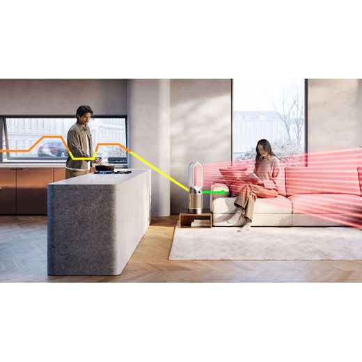 Dyson Hot+Cool HP2 De-Nox Air Purifier - White / Gold - Fan heating room shot