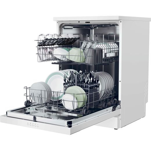 Hoover H-DISH 300 Standard Dishwasher - White - Left perspective with door open shot