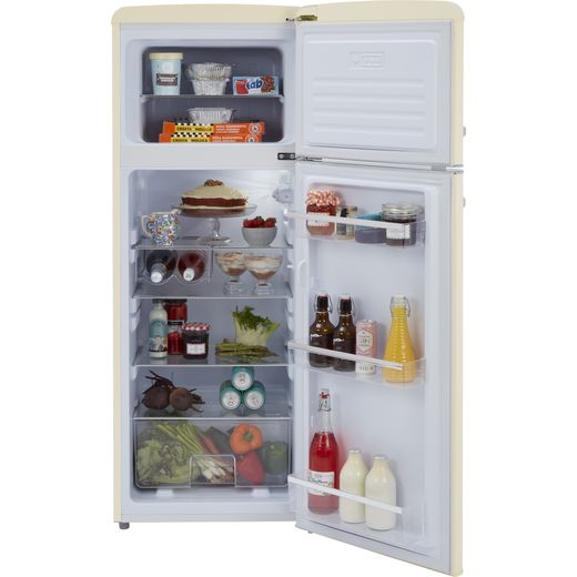 CDA 70/30 Fridge Freezer - Cream - Front with door open shot