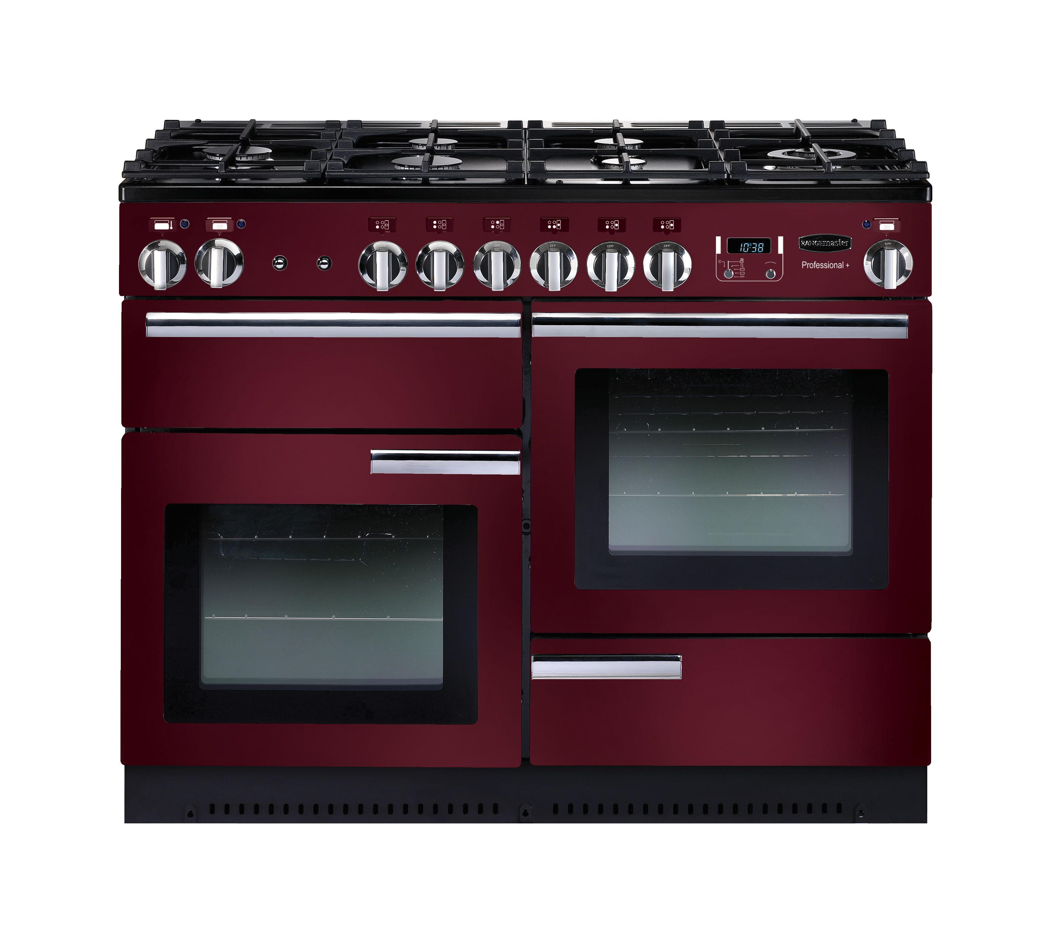 Rangemaster Professional Plus PROP110DFFCY/C 110cm Dual Fuel Range Cooker - Cranberry / Chrome - A/A Rated, Red