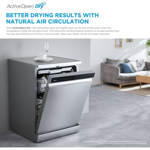 Midea Standard Dishwasher - Stainless Steel - Annotation - Auto open shot