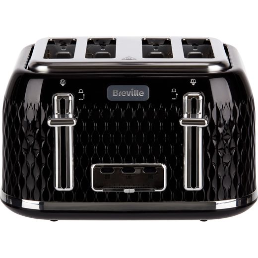 Breville Curve VTT786 4 Slice Toaster - Black / Chrome - Front shot