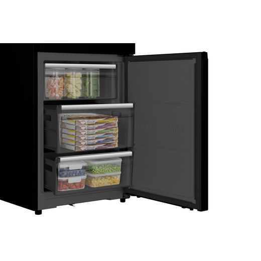 Hisense KitchenFit Eclipse Series 60/40 Total No Frost Fridge Freezer - Black / Stainless Steel - Close up freezer drawer shot 