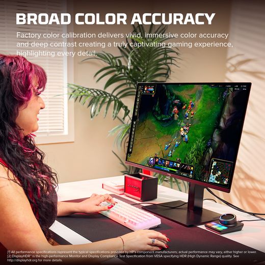 HyperX OMEN 27" Quad HD 240Hz OLED Gaming Monitor with FreeSync™ Premium with NVidia G-Sync - annotation - broad colour accuracy