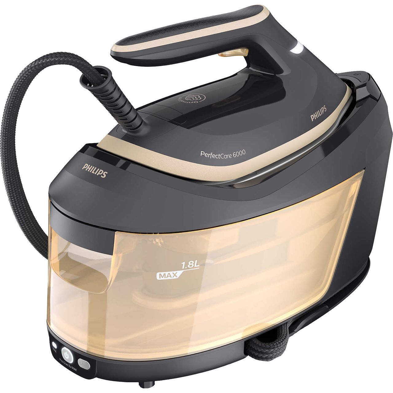 Philips PerfectCare Elite Plus Steam Generator Iron for Large Family Basket  Loads, with OptimalTEMP: No Fabric Burns Guaranteed, 8 Bar, 600 g Steam  Boost - Black/Gold - (GC9682/86) : : Home & Kitchen