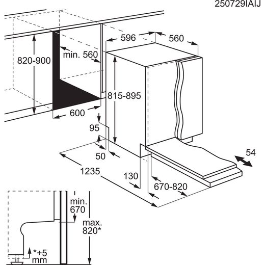 AEG 8000 Series Integrated Standard Dishwasher - White - annotation - dimension shot