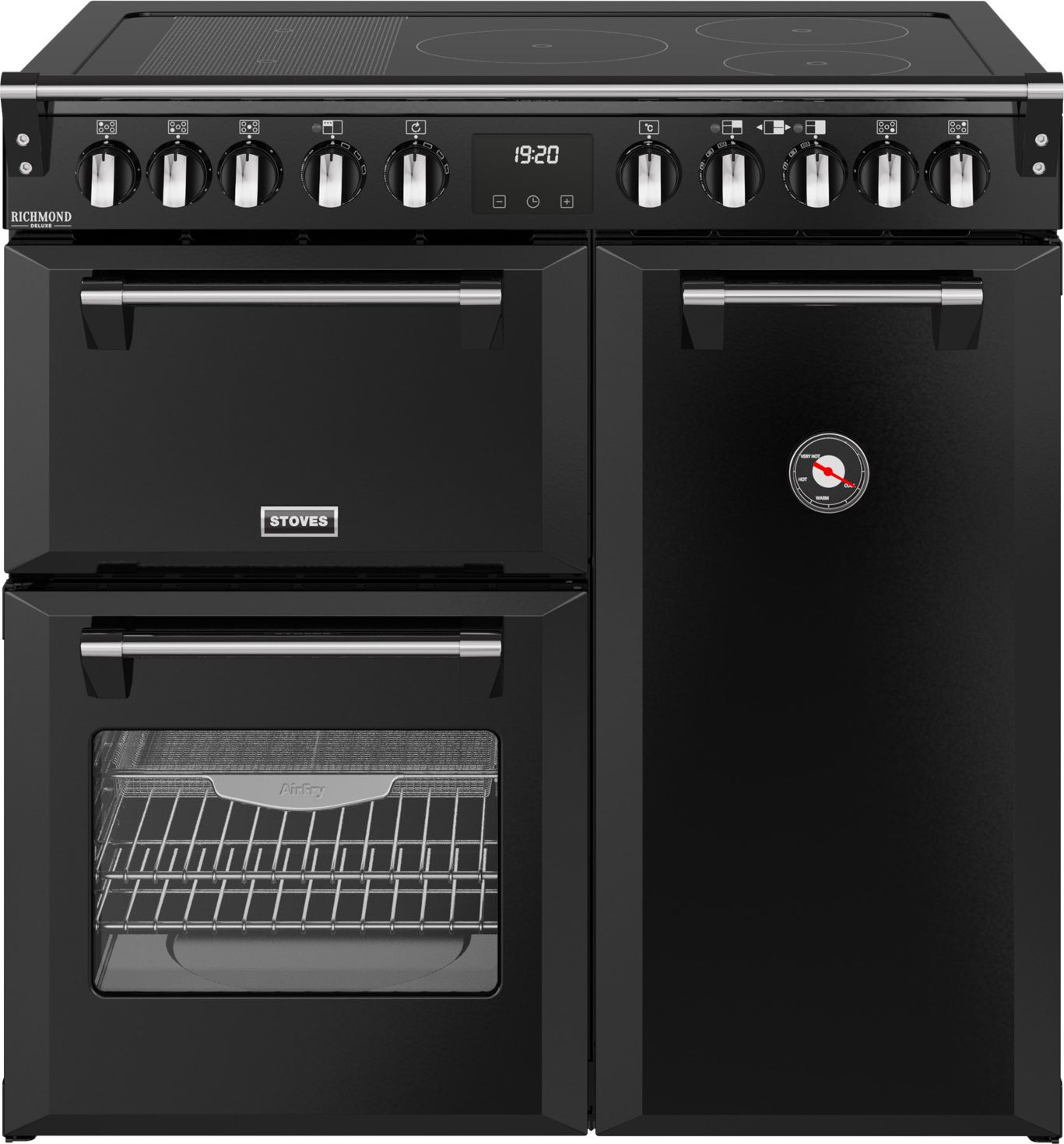 Stoves Black 90cm Electric Induction Range Cooker - 3 Ovens - 5 Zone Hob