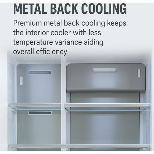 Tesla American Fridge Freezer - Black - Annotation - Metal back cooling