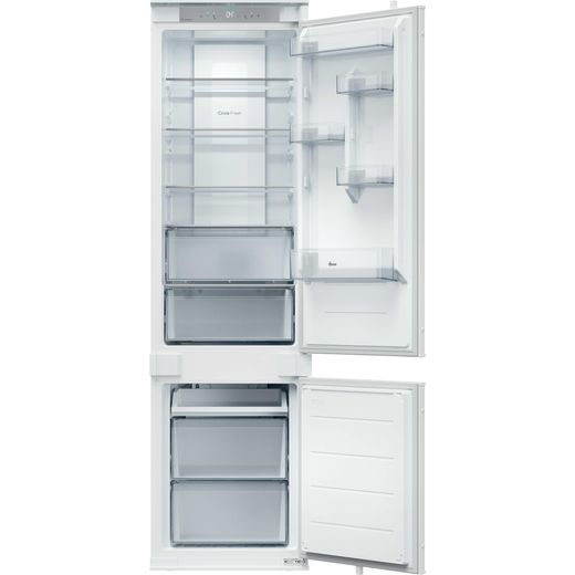 Hoover H-FRIDGE 400 Integrated 70/30 Total No Frost Fridge Freezer with Sliding Door Fixing Kit - White - Front with door open shot