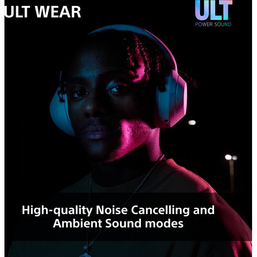 Sony WHULT900 Wireless Noise Cancelling Over-Ear Headphones - Forest Grey - annotation - noise cancelling