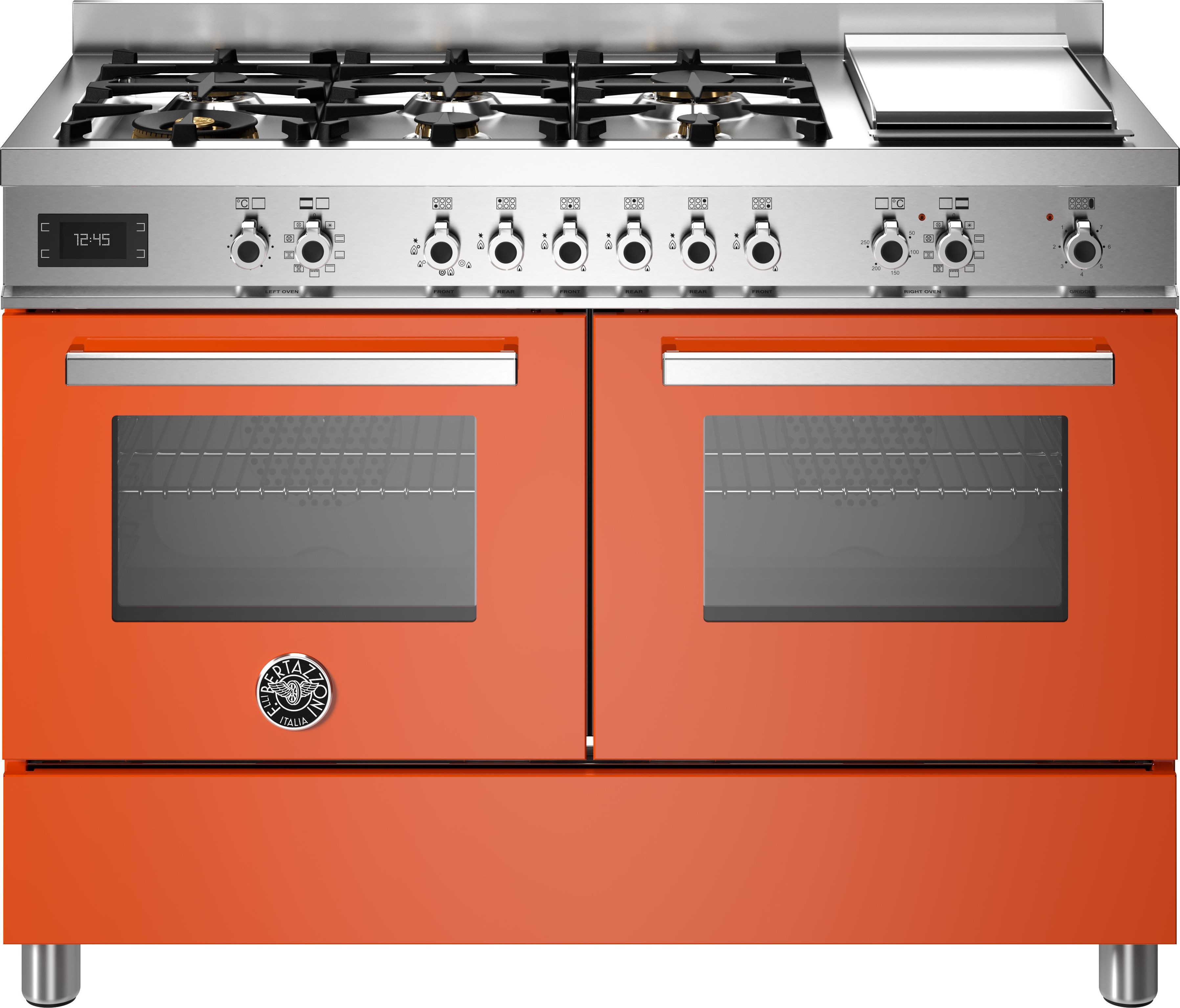 Bertazzoni Orange 6-Burner Dual Fuel Range Cooker - 120cm - 2 Ovens - Gas Hob