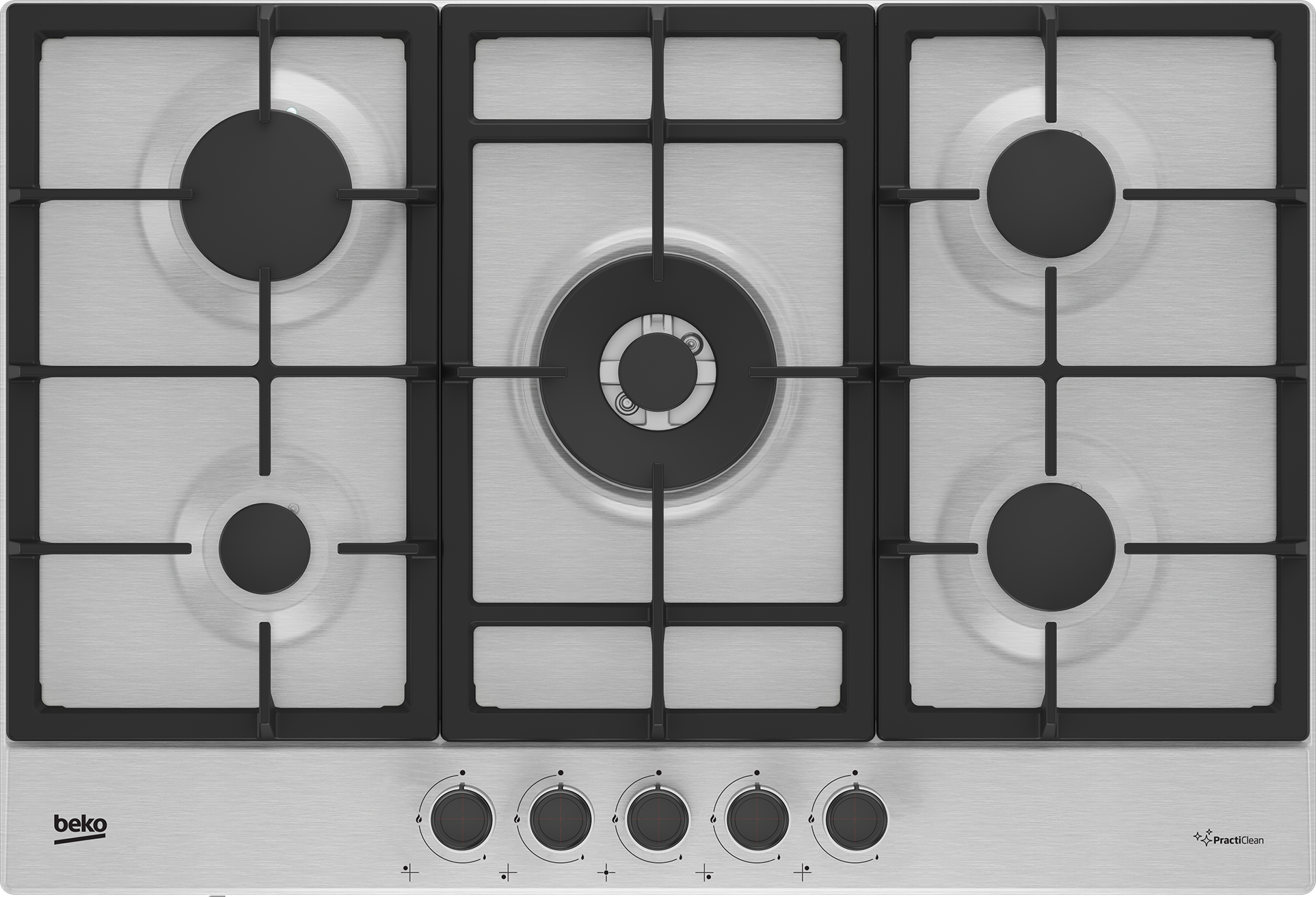 Beko 75cm 5 Burner Gas Hob - Stainless Steel