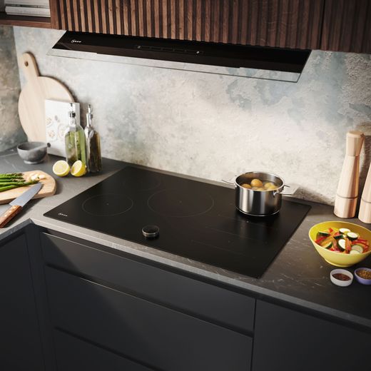 NEFF N90 T68NUV4A0 80cm Induction Hob - Matt Black - hob in kitchen shot