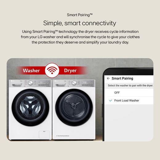 LG Series 4 ThinQ™ FDV709GN Wifi Connected 9Kg Heat Pump Tumble Dryer - Slate Grey - Annotation - Smart pairing