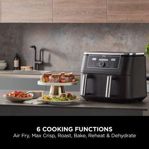 Ninja Foodi Max Dual Zone AF400UK Air Fryer - Black - Annotation - 6 cookinh functions