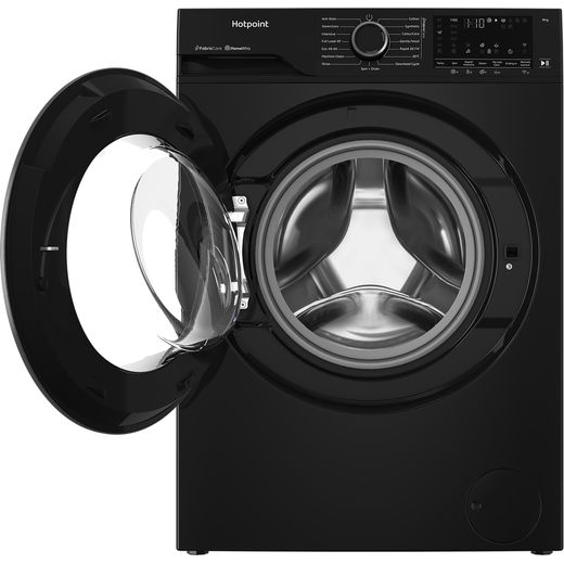 Hotpoint Fabric Care HB93WBCAREUK 9kg WiFi Connected Washing Machine with 1400 rpm - Black - Door open