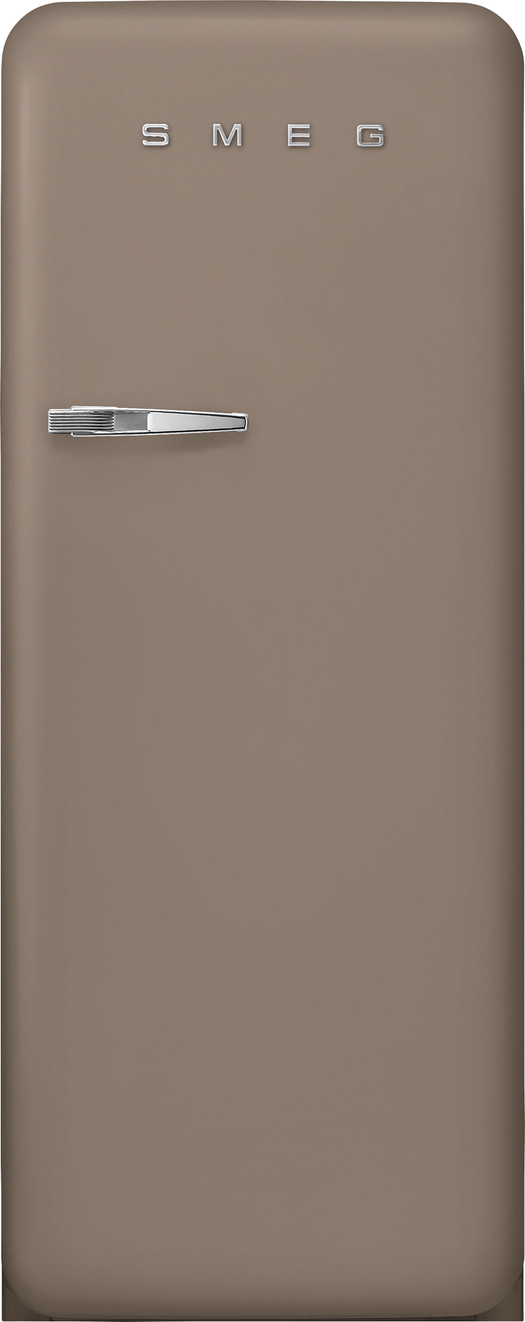 Image of Smeg 50s Style Retro Right Hand Hinge FAB28RDTP5 153cm Small Fridge - Taupe - D Rated, Brown