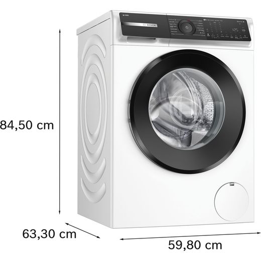 Bosch Series 6 i-Dos WGH254A0GB 10kg WiFi Connected Washing Machine with 1400 rpm - White - Annotation - dimension shot