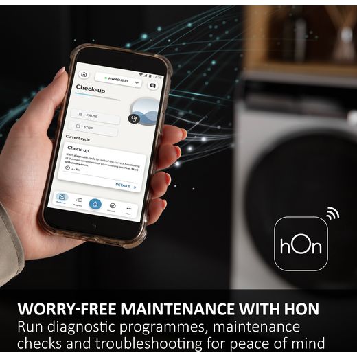 Haier X5 Plus HW120-BP14357AUK 12kg Washing Machine with 1400 rpm - White - Annotation - hon app shot