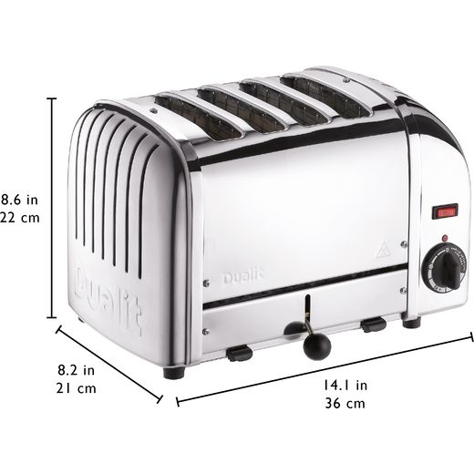 Dualit Classic Vario 40352 4 Slice Toaster - Chrome - Annotation - Dimensions shot