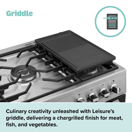 Leisure Cuisinemaster 100cm Dual Fuel Range Cooker - Black - Annotation - Griddle