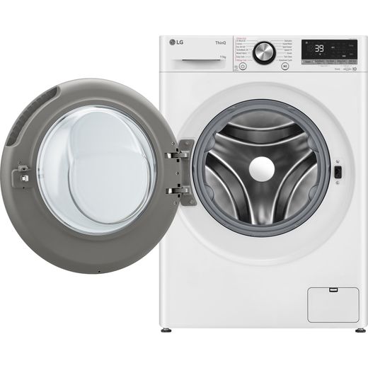 LG Series 4 Pro AI Direct Drive F4Y711WBTN1 11kg Washing Machine with 1400 rpm - White - Door open