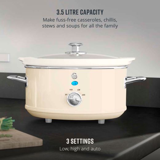 Swan Retro SF17021CN 3.5 Litre Slow Cooker - Cream - Annotation - Capacity shot