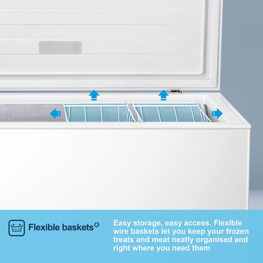 Fridgemaster Chest Freezer - White - Annotation - Flexible basket shot