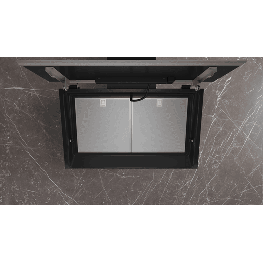 Siemens LC91KLT60B Chimney Cooker Hood - Black - Removable filter in kitchen shot 