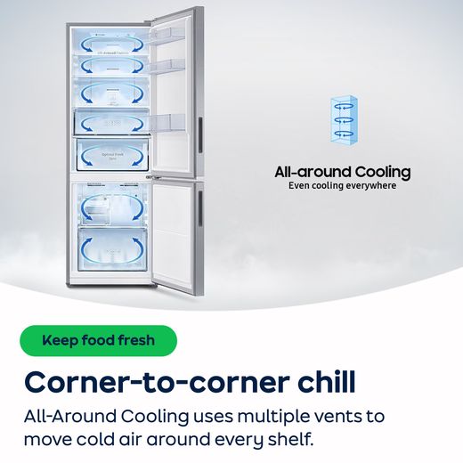 Samsung Total No Frost Fridge Freezer - Silver - AO Annotation -  All-Around-Cooling