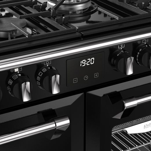 Stoves Richmond 100cm Dual Fuel Range Cooker - Black - Close up control panel shot